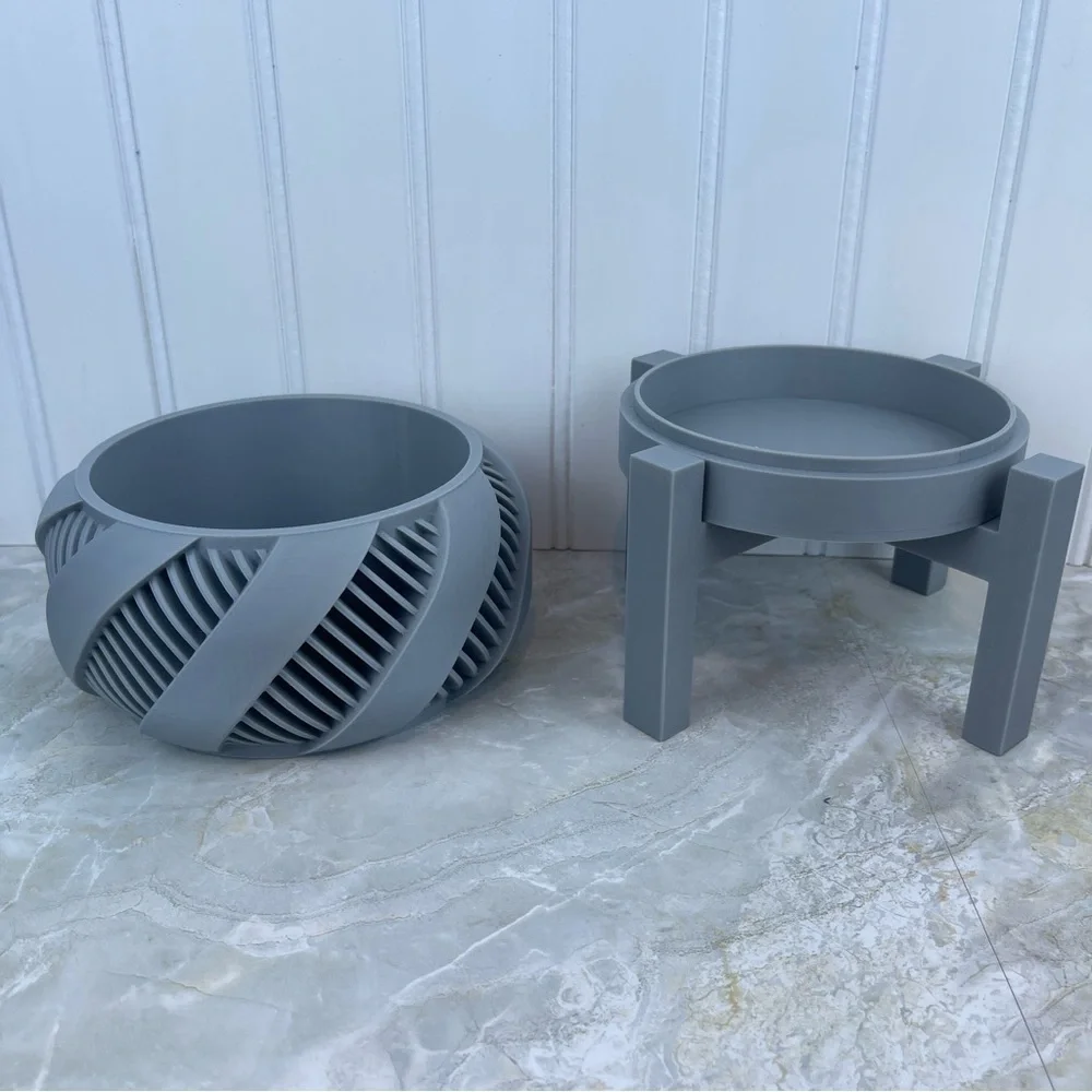 Indoor Flower Pot, The Brimo Planter with Drainage Holes, Saucer and Stand